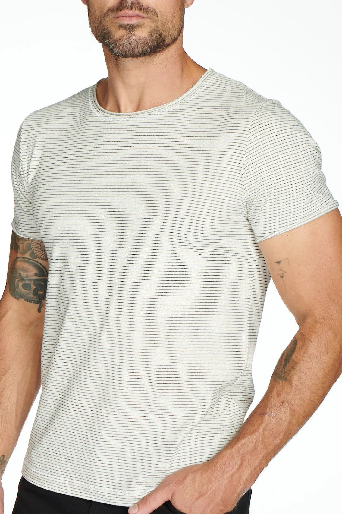 Men's Brolin Raw Neck Crew Stripe Tee