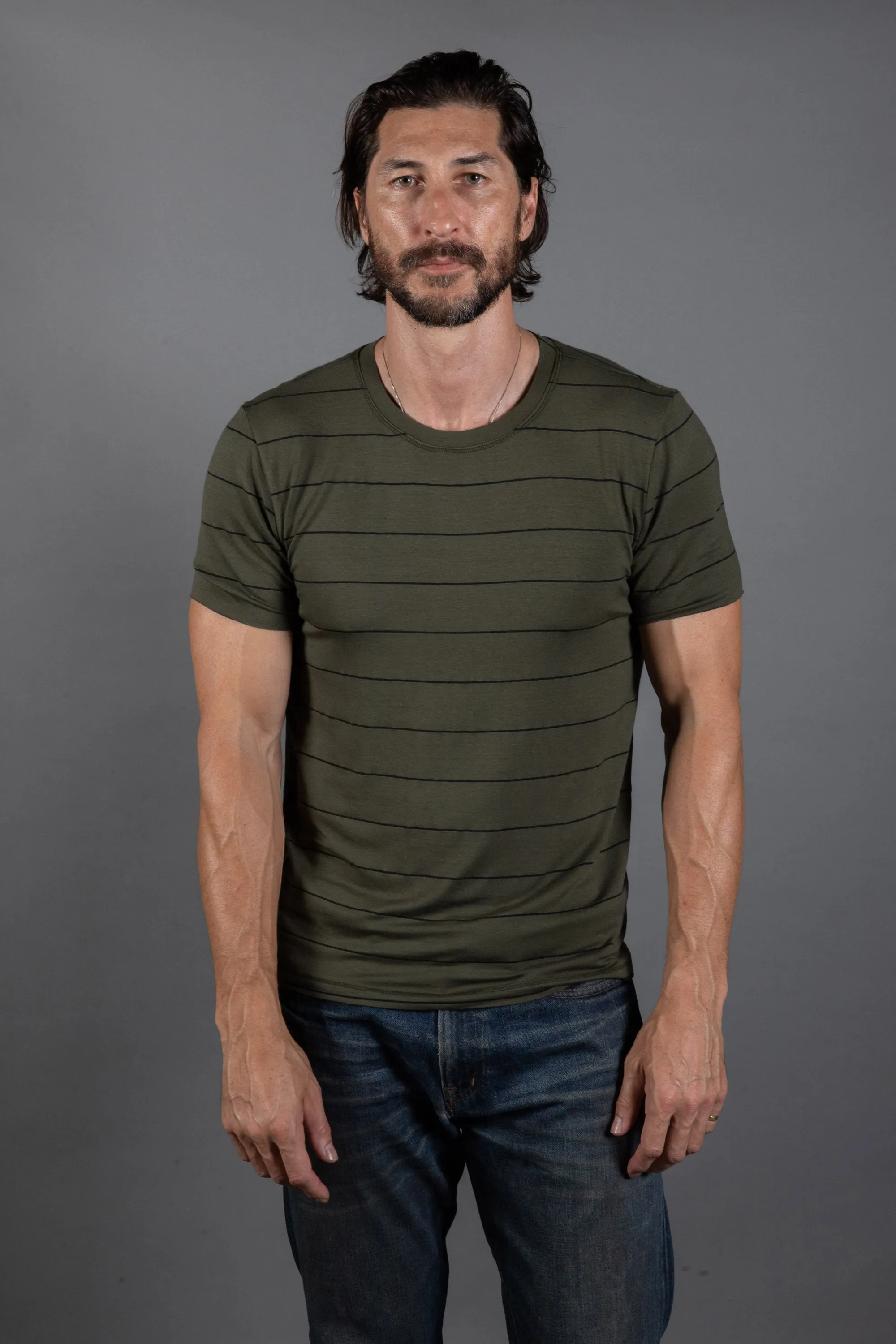 Men's Brolin Raw Neck Crew Stripe Tee