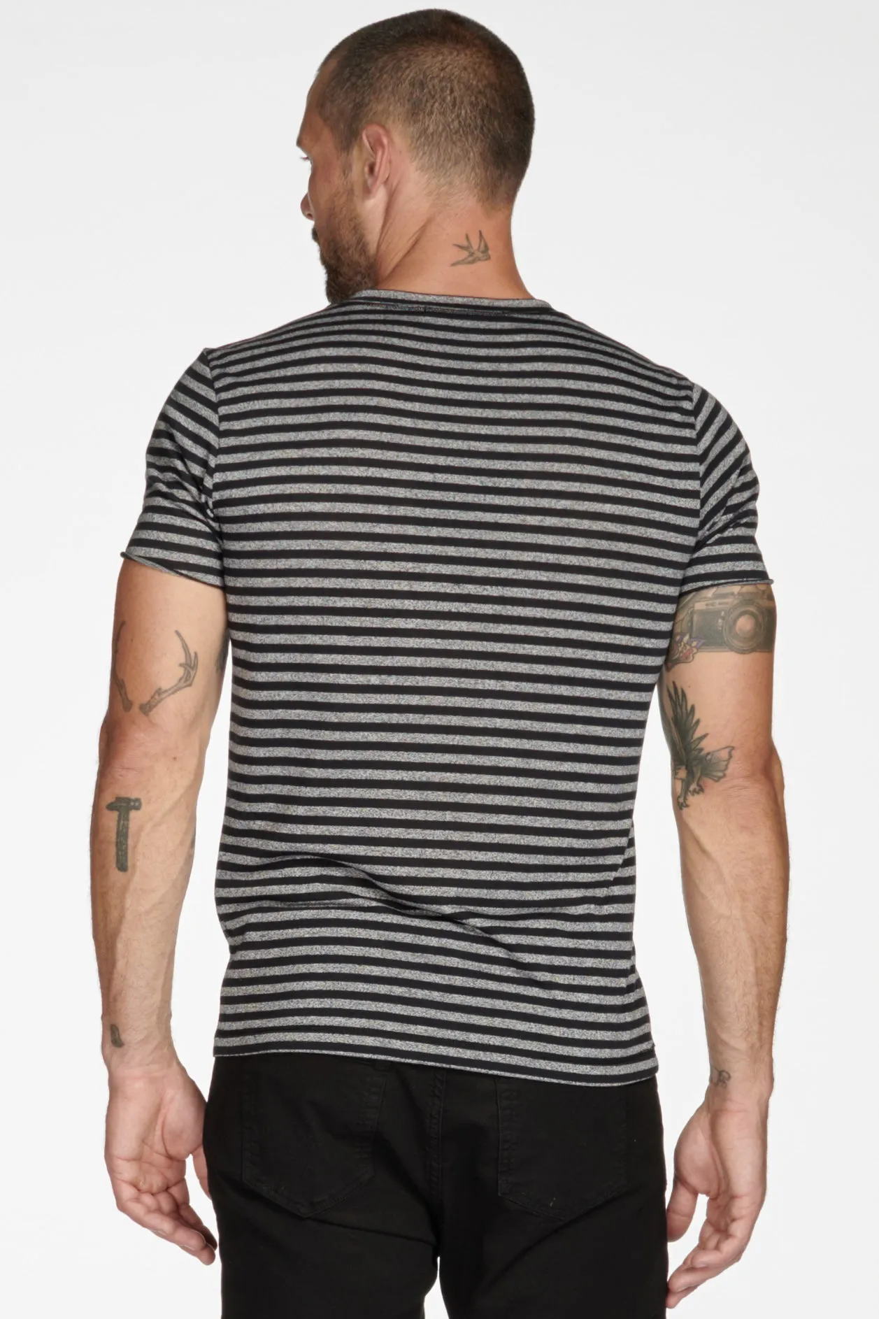 Men's Brolin Raw Neck Crew Stripe Tee