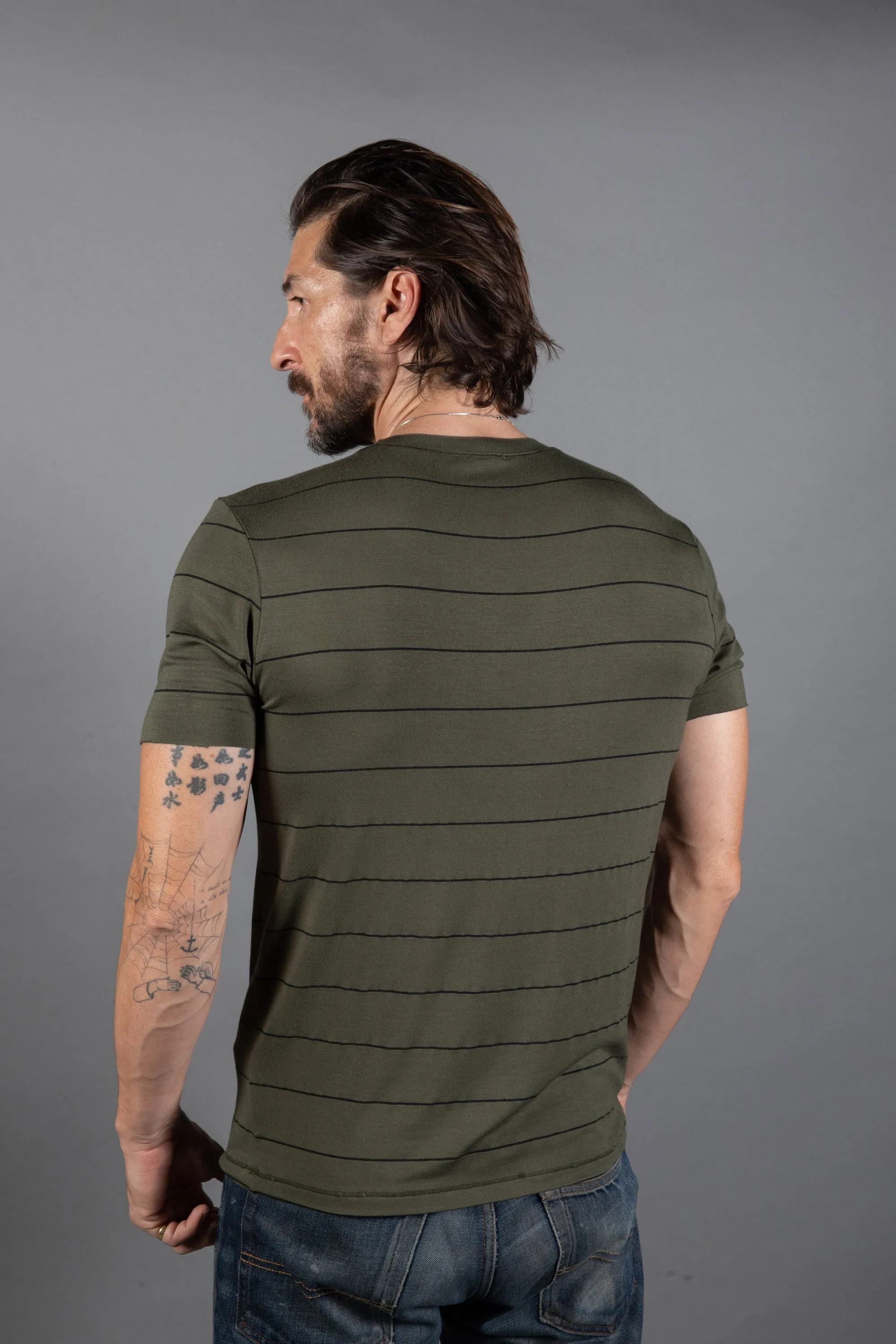 Men's Brolin Raw Neck Crew Stripe Tee