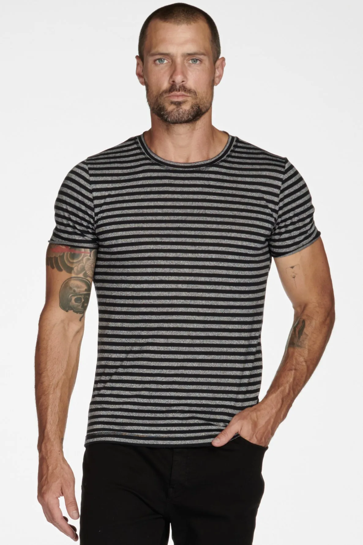 Men's Brolin Raw Neck Crew Stripe Tee