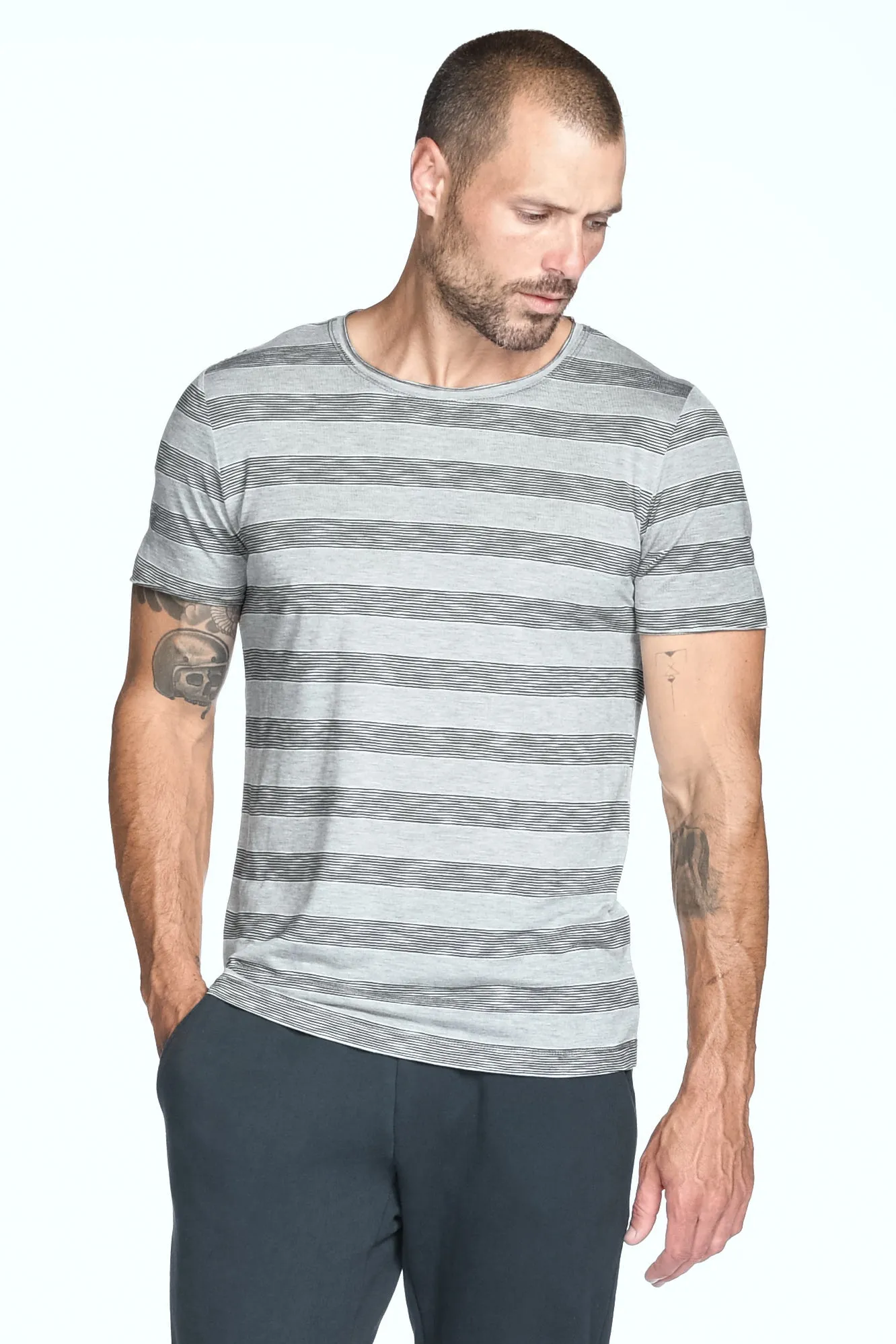 Men's Brolin Raw Neck Crew Stripe Tee