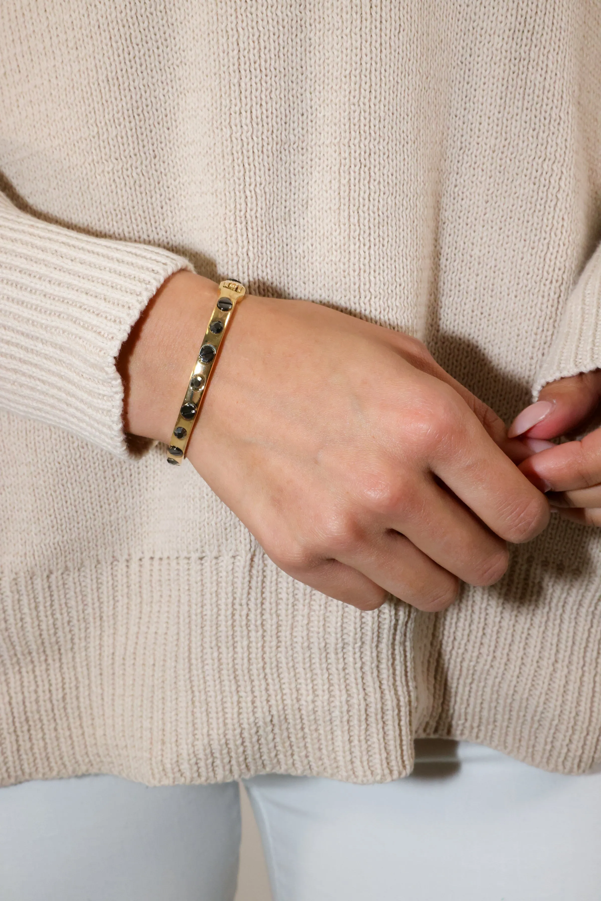 Nailhead Gemstone Bangle