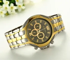 New Luxury stylish Analog Gold Silver Mix Stainless Steel Wristwatch