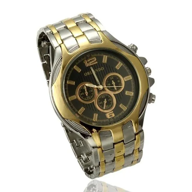 New Luxury stylish Analog Gold Silver Mix Stainless Steel Wristwatch