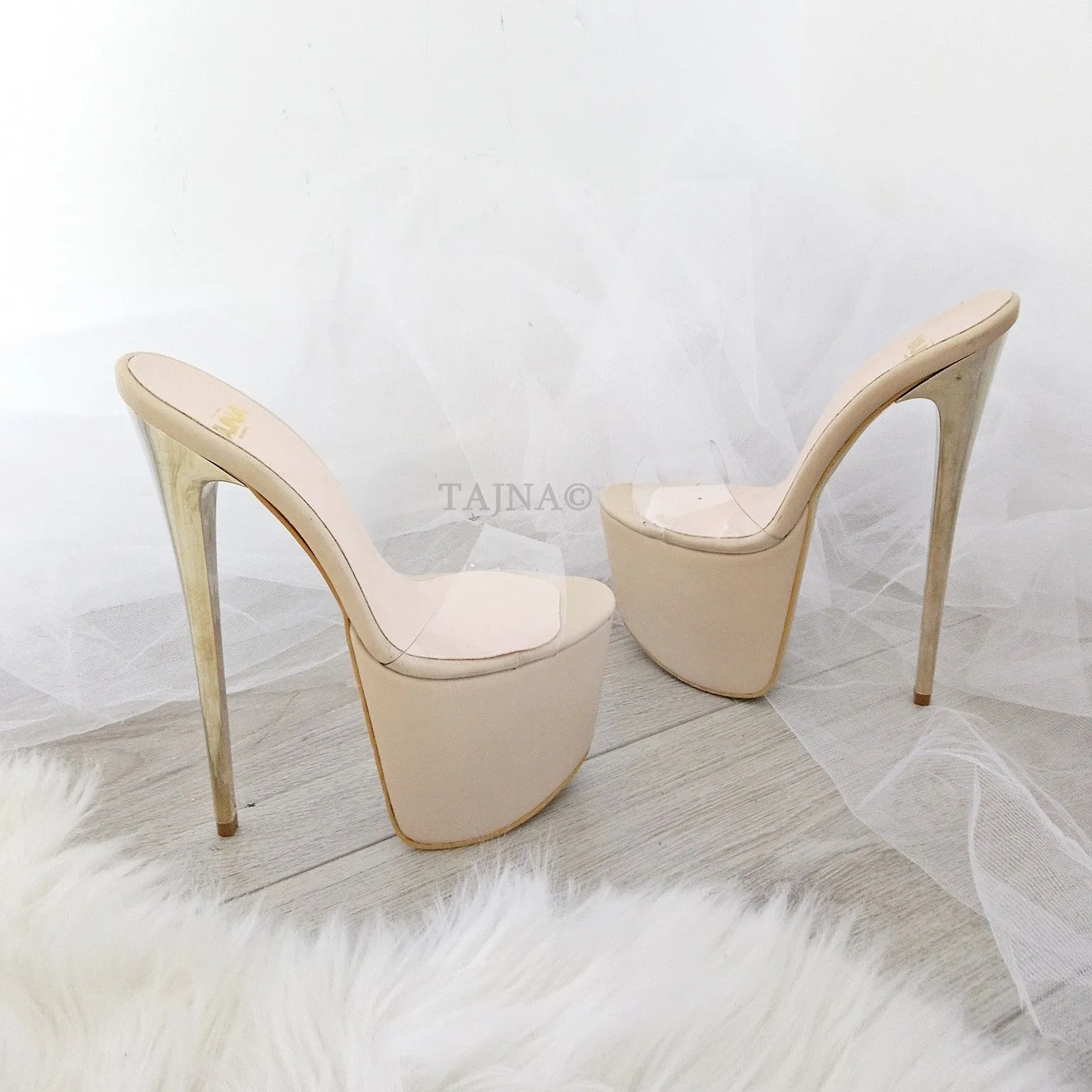 Nude Platform High Heel Mules