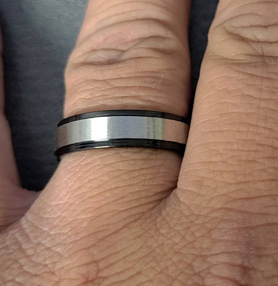 Personalized Men's Brushed Steel Promise Ring - Engraved Handwriting Promise Ring