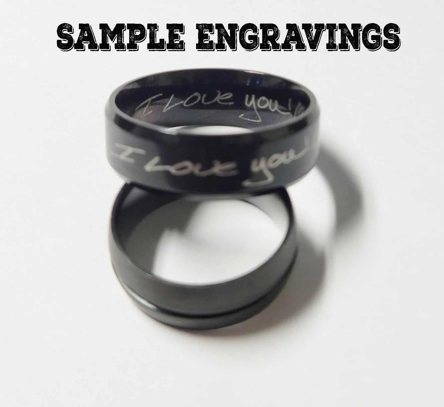 Personalized Men's Brushed Steel Promise Ring - Engraved Handwriting Promise Ring