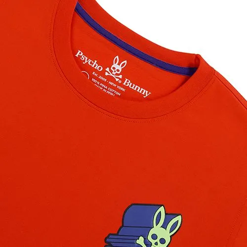 Psycho Bunny Mens Asher Chest Logo Tee - Red Spice