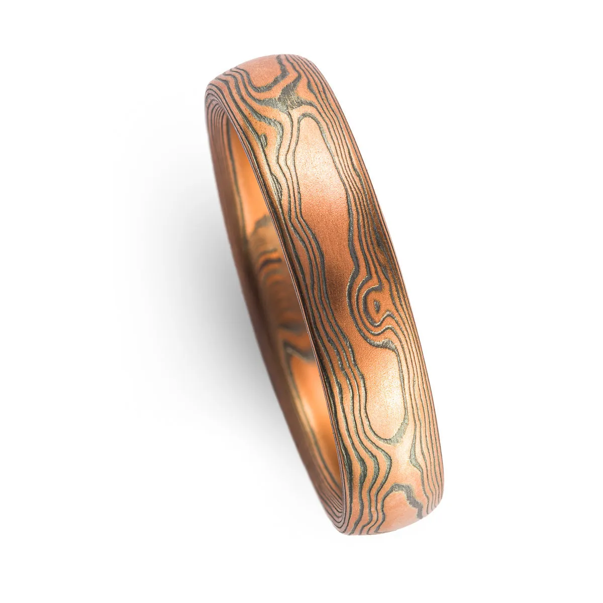 Red Gold Woodgrain Pattern Ring in Flame Palette