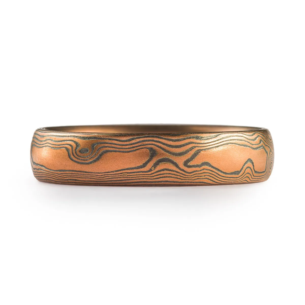 Red Gold Woodgrain Pattern Ring in Flame Palette