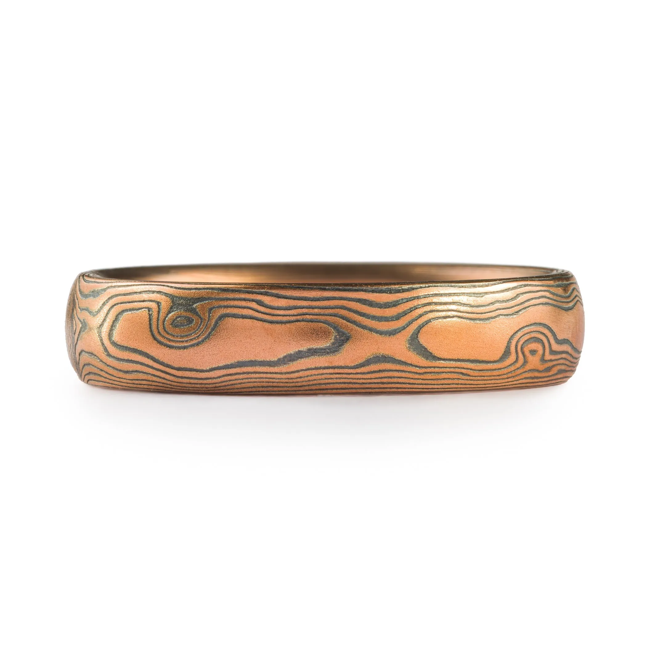 Red Gold Woodgrain Pattern Ring in Flame Palette