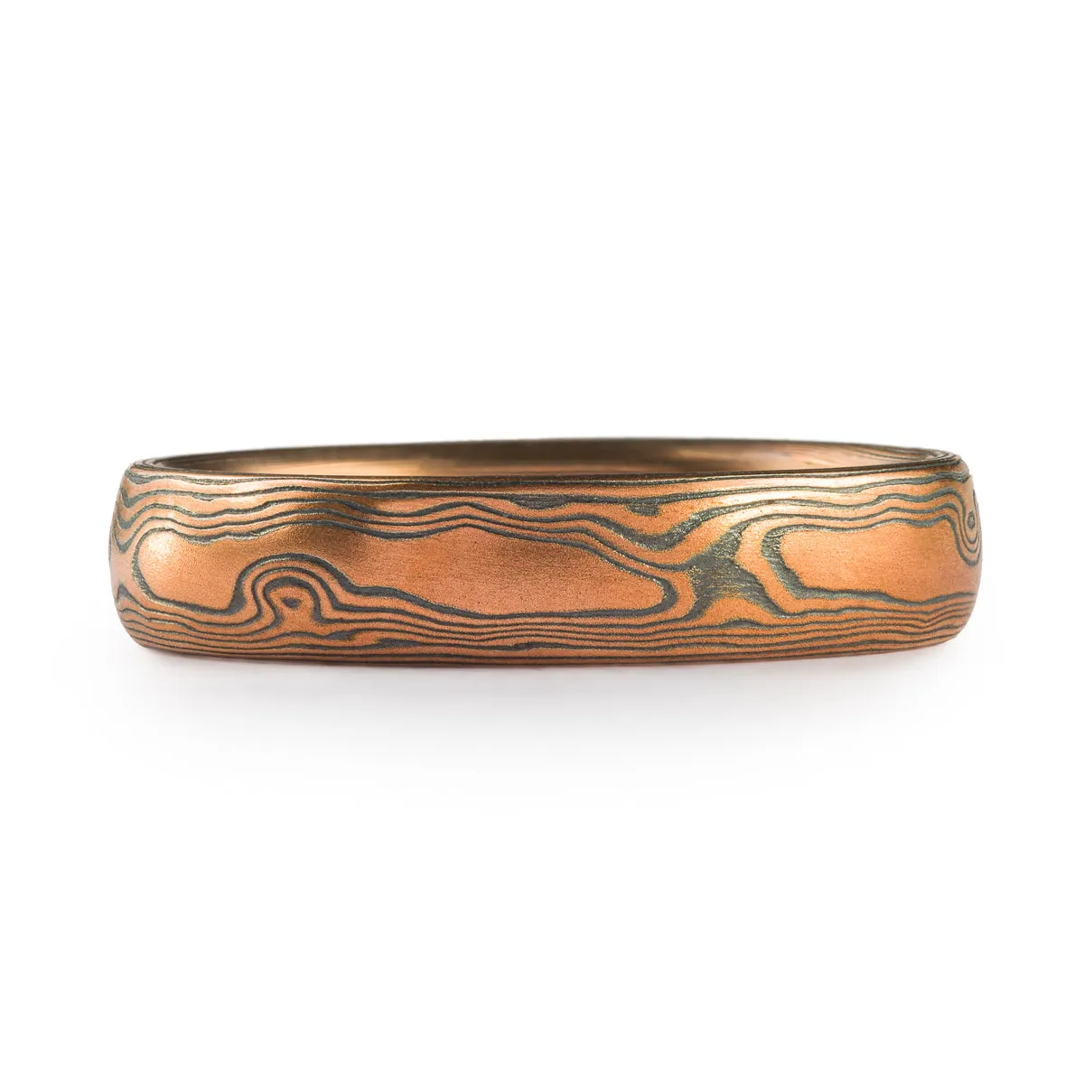 Red Gold Woodgrain Pattern Ring in Flame Palette