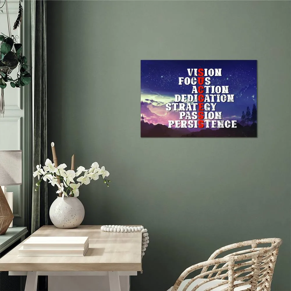 SUCCESS Positive Motivation Room Decor Horizontal High Gloss Metal Art Print