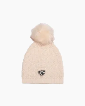 TGC Lace Knit Pom Pom Beanie - Cream