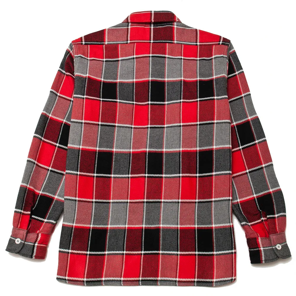 The Real McCoy's MS19105 8HU Napped Flannel Shirt / Tongass Plaid Red