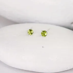 Tiny Silver Peridot Studs