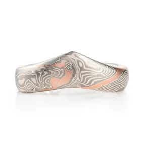 Unique Style Pointed Mokume Gane Ring in Twist Pattern