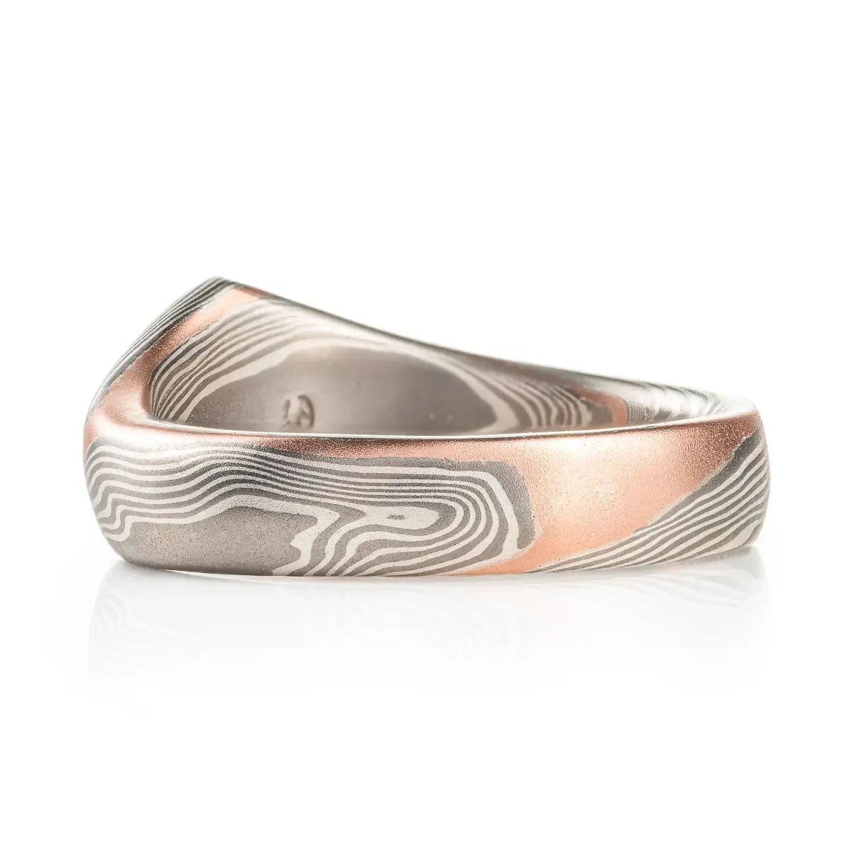 Unique Style Pointed Mokume Gane Ring in Twist Pattern