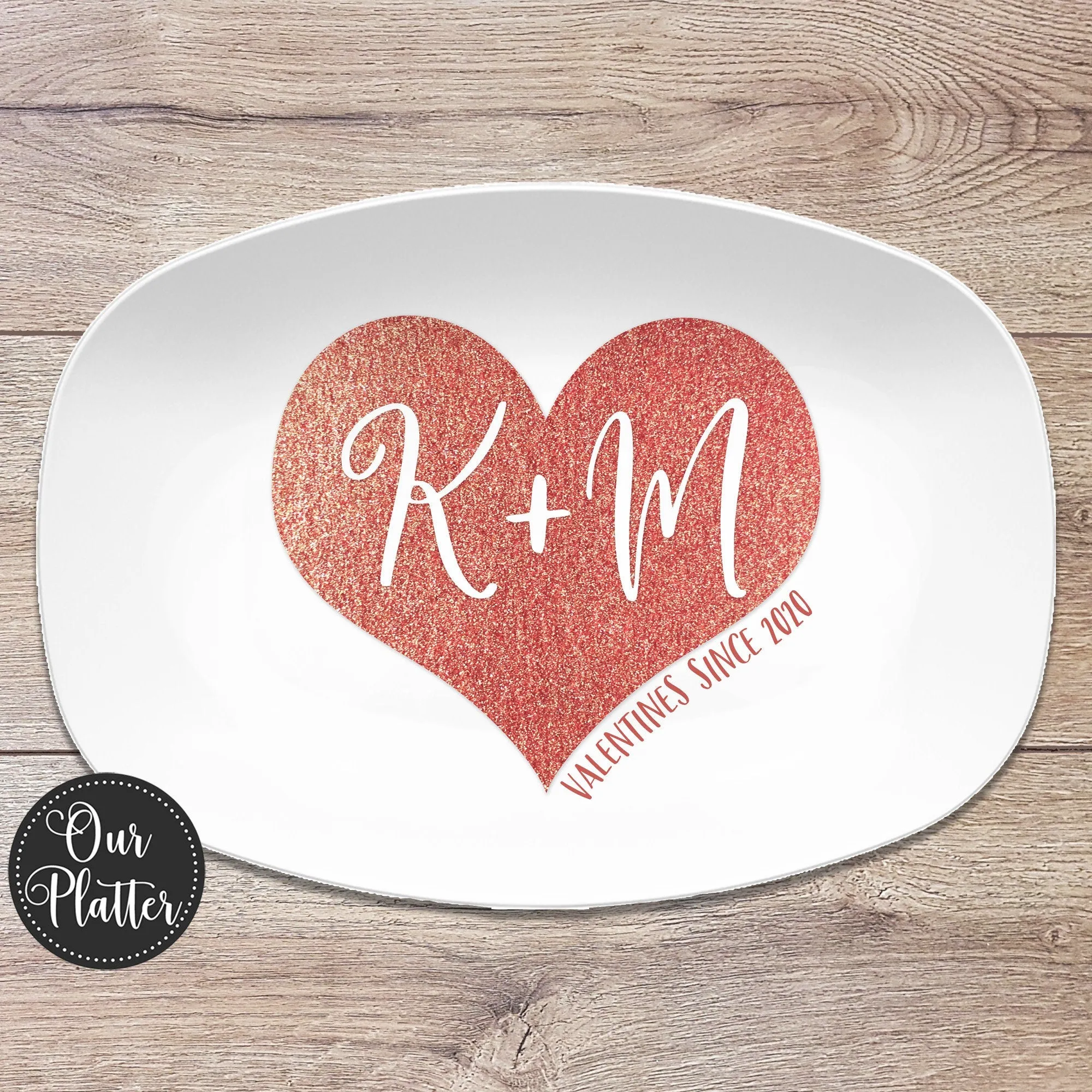 Valentines Since Heart Personalized Platter