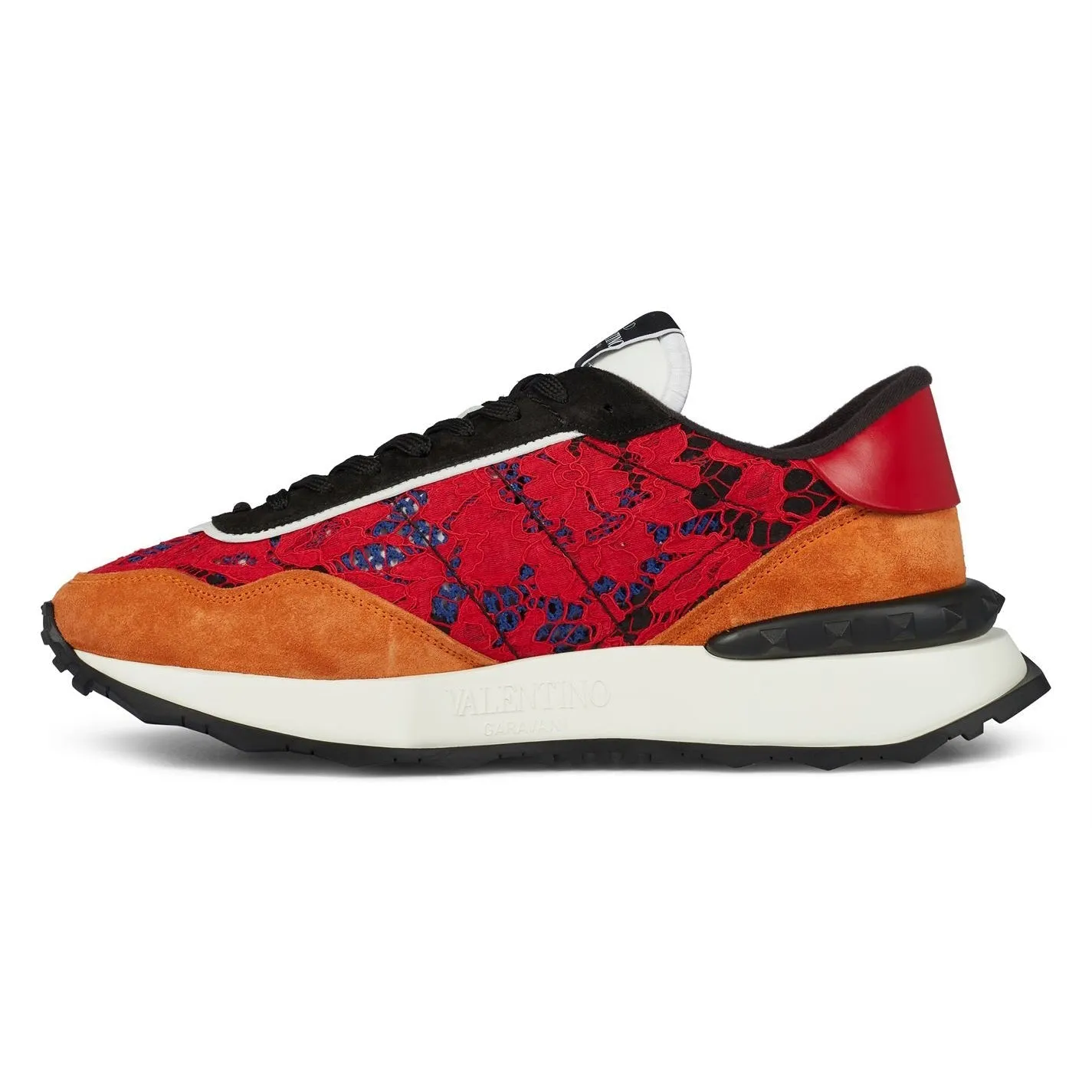 VALENTINO  V LOGO LACE TRAINERS RED & ORANGE